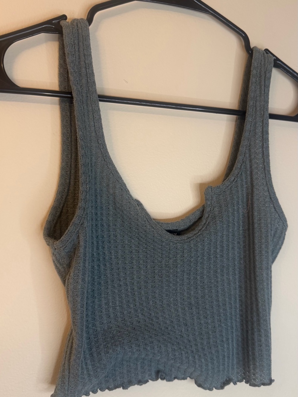 SHEIN Gray Ribbed Scoop-Neck Tank Top